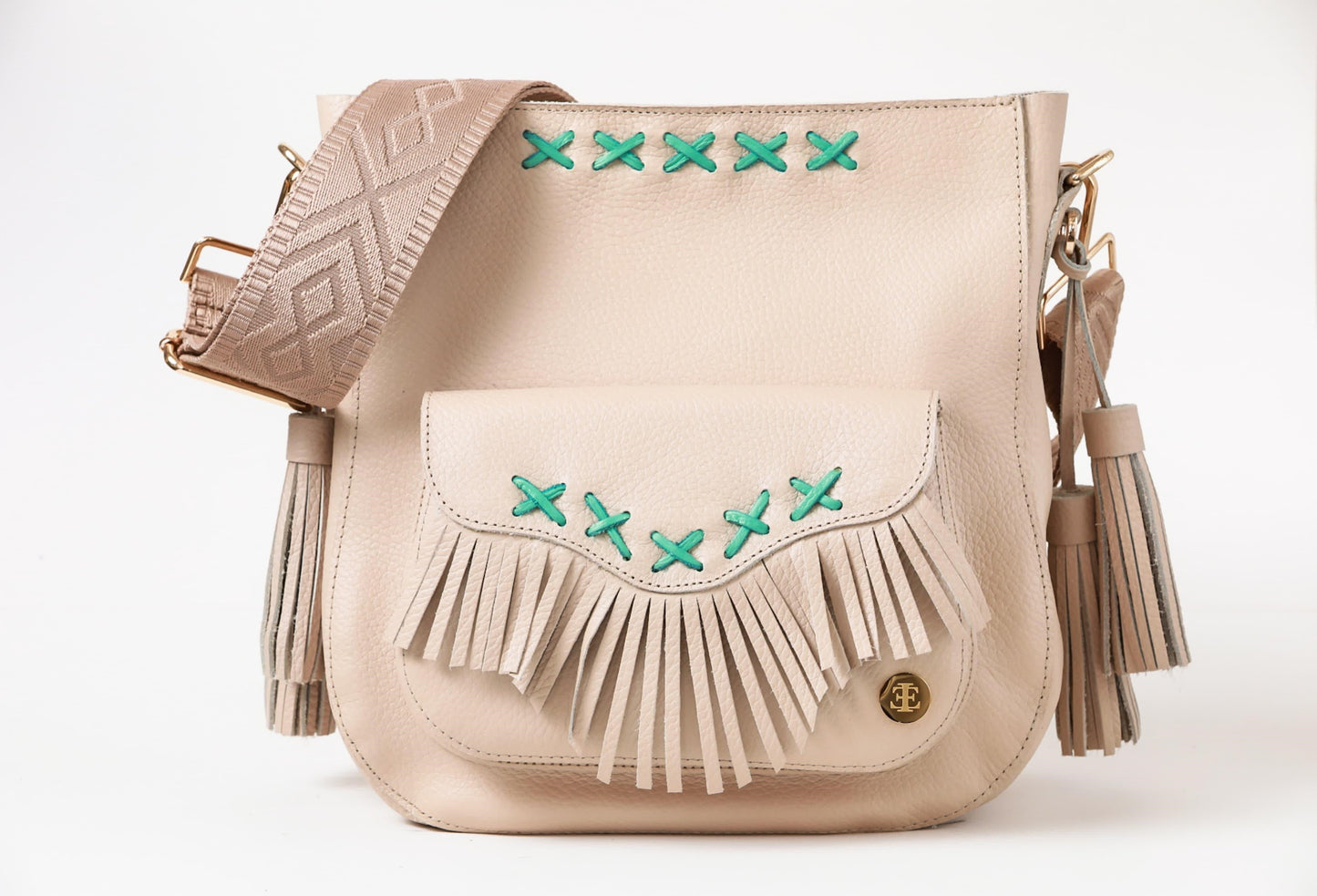 Maria X - Nude with Turquois Crossbody Bag