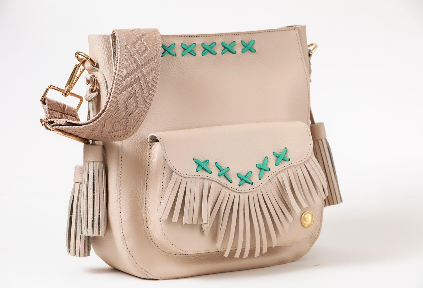 Maria X - Nude with Turquois Crossbody Bag