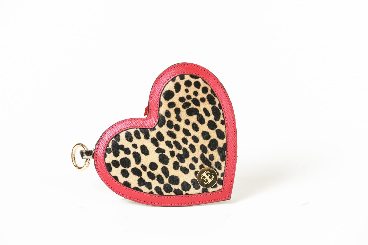 Heart Charm - Cheetah Red Small Leather Goods