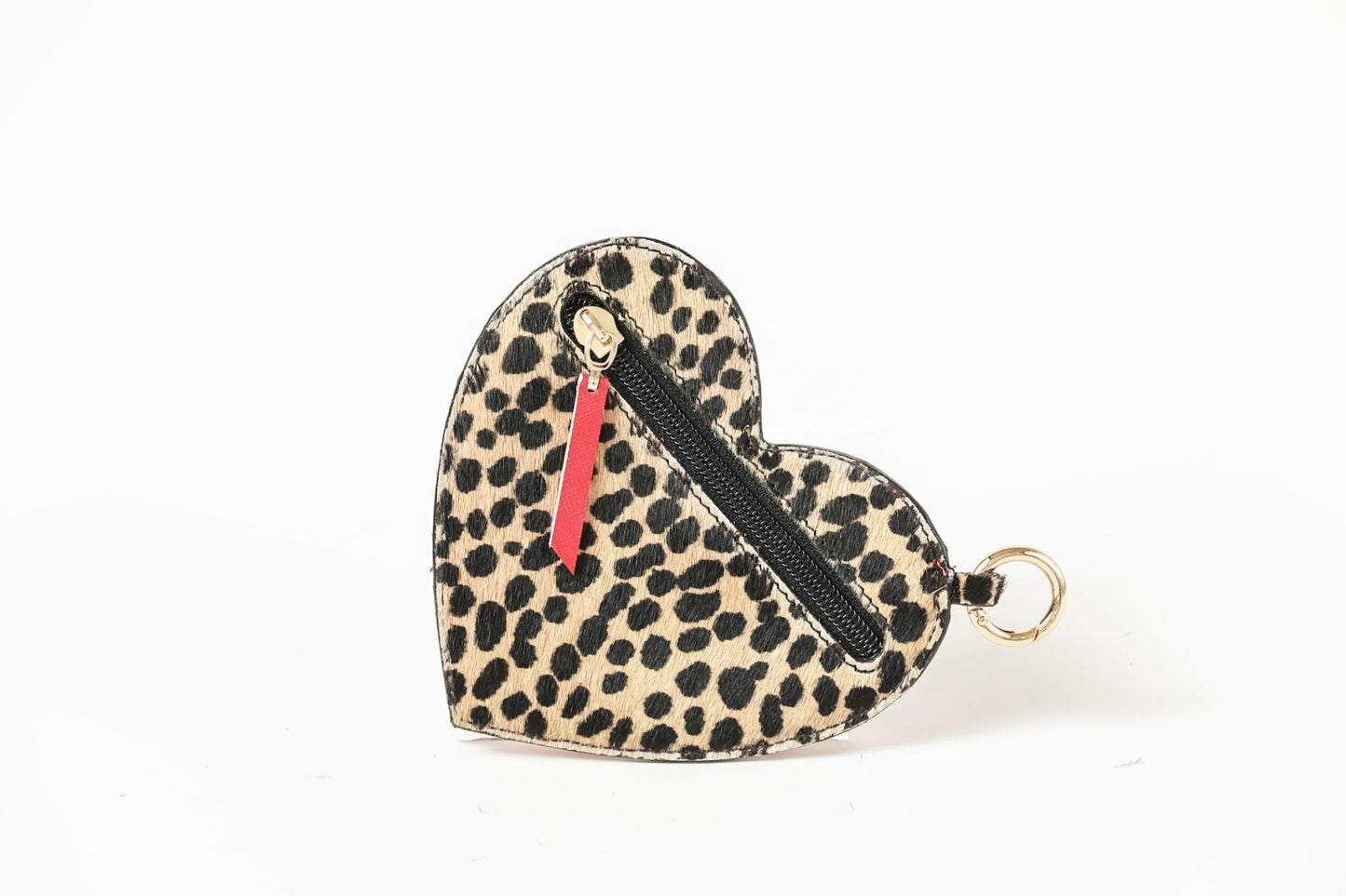 Heart Charm - Cheetah Red Small Leather Goods