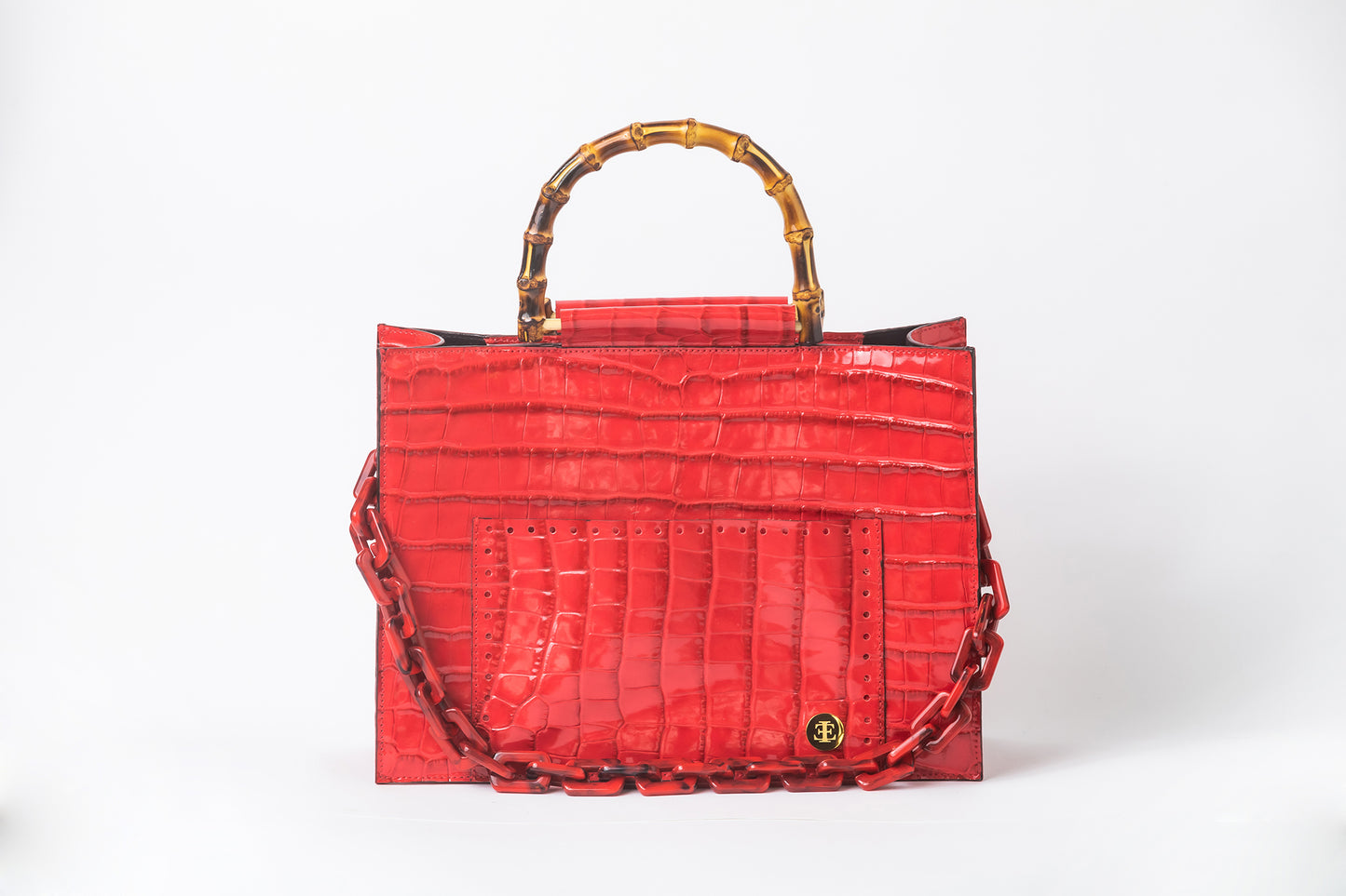 Andrea Handbag - Top Handle Bag Croc Red