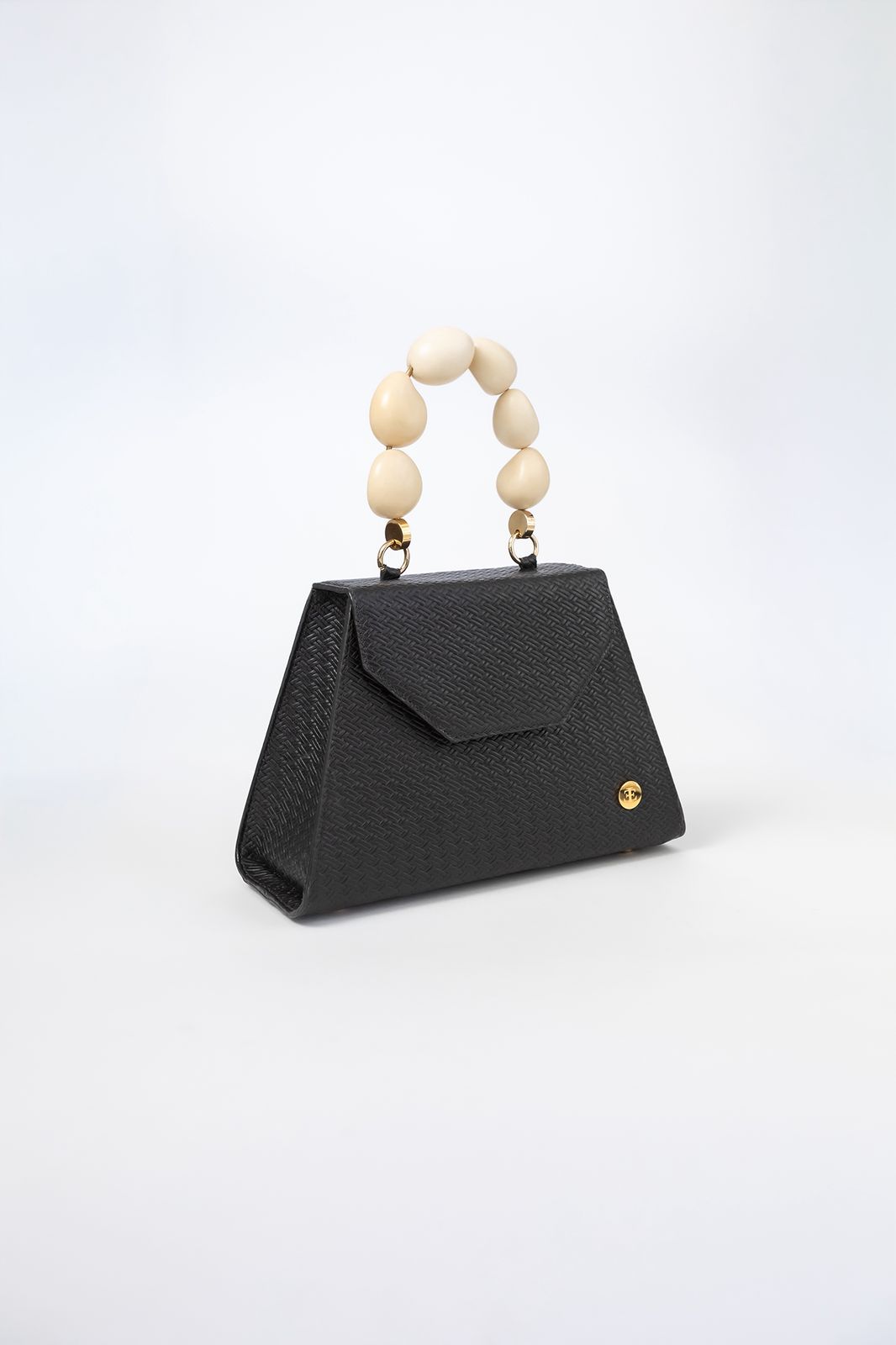 Emilia Black Wicker embossed leather