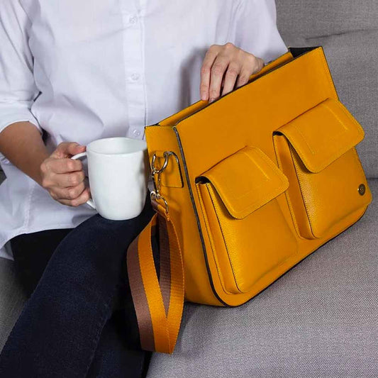 Keley Crossbody Bag - Yellow Gold- Eva Innocenti - Leather Luxury Bags. Handmade in El Salvador.