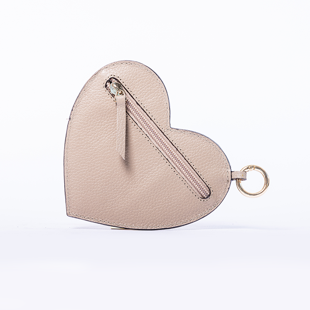 Heart Charm - Taupe Small Leather Goods