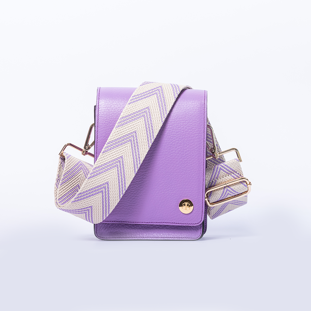 Cami 2.0 Lavender Crossbody Bag Eva Innocenti Leather Luxury Bags. Handmade in El Salvador