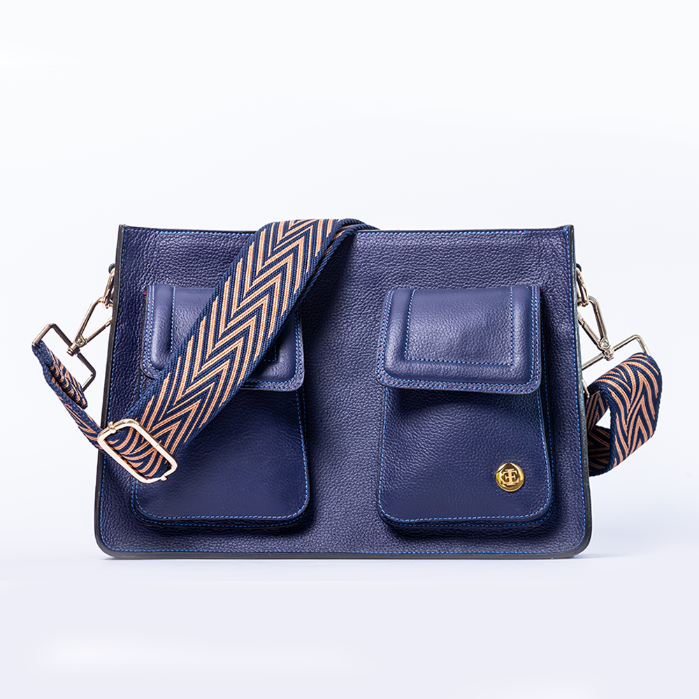 Mini Keley Bag - Navy Crossbody Bag- Eva Innocenti - Leather Luxury Bags. Handmade in El Salvador.