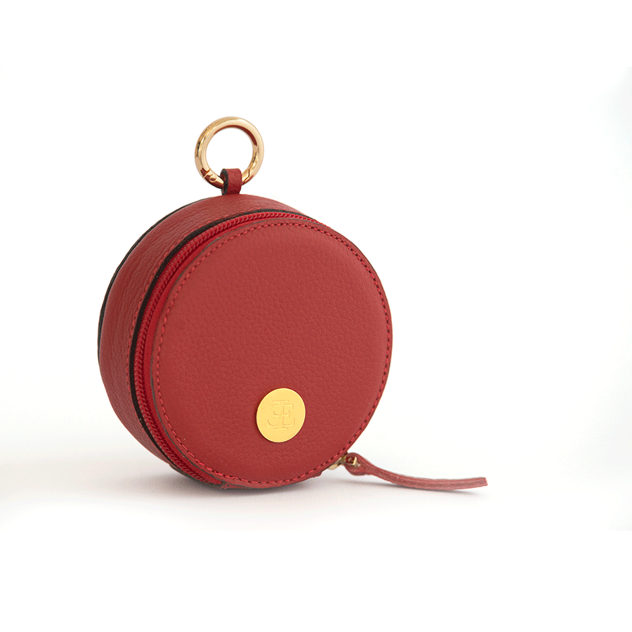 Bag Charm - Red Small Leather Goods- Eva Innocenti - Leather Luxury Bags. Handmade in El Salvador.