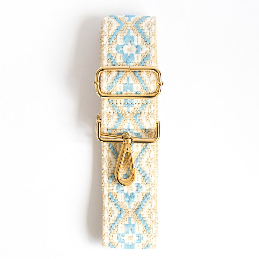 Baby Blue Flowers - Strap- Eva Innocenti - Leather Luxury Bags. Handmade in El Salvador.