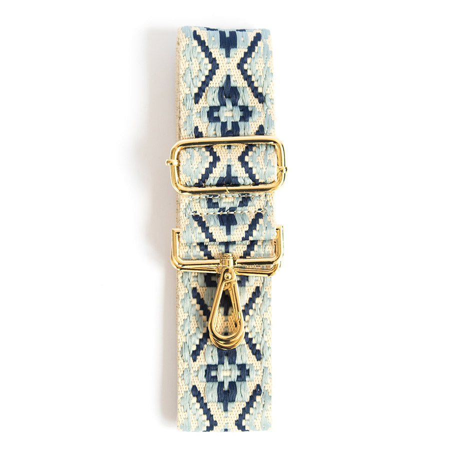 Blue Flowers - Strap- Eva Innocenti - Leather Luxury Bags. Handmade in El Salvador.