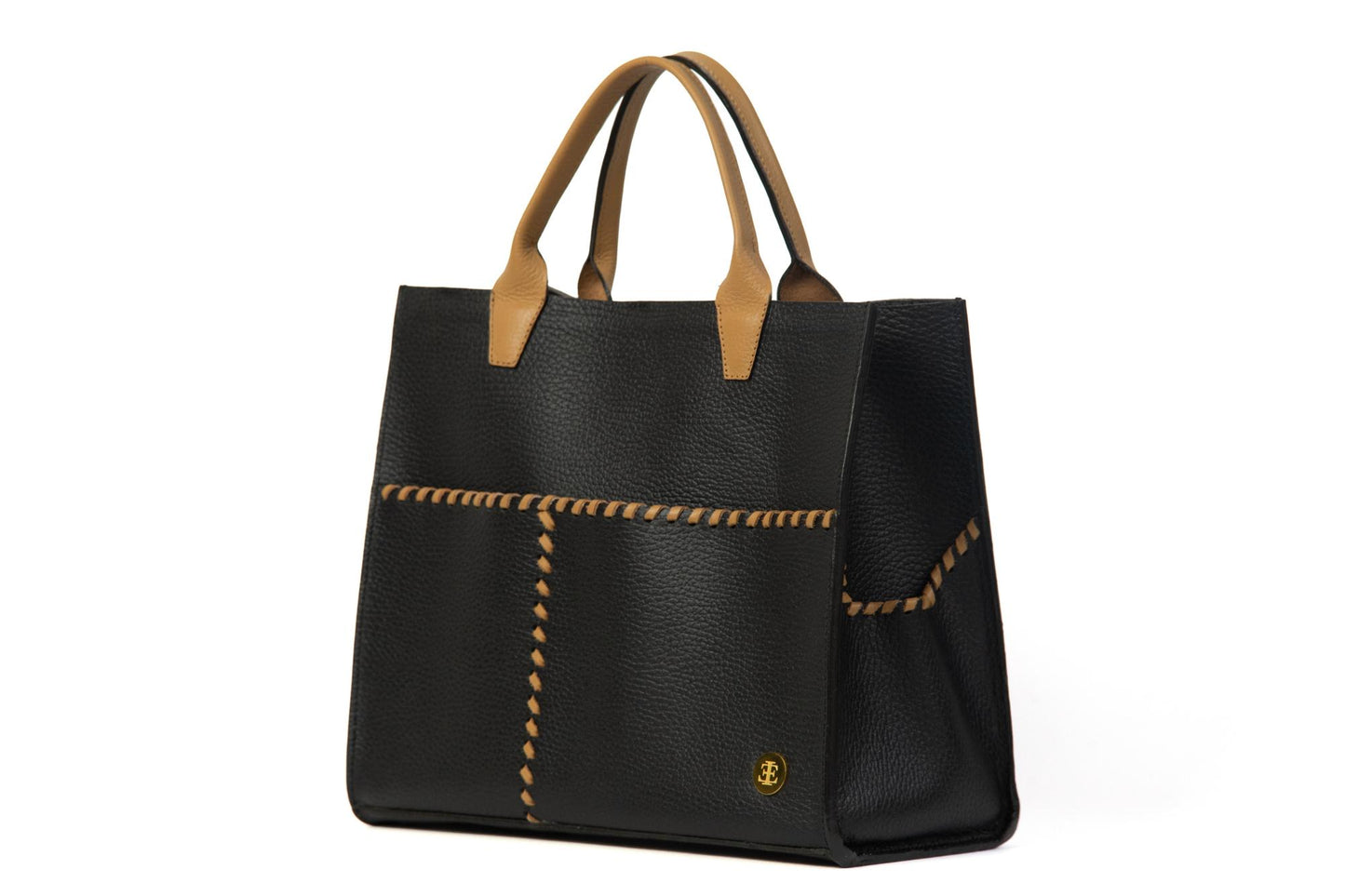 Sienna Mini Black - Camel Handle Tote