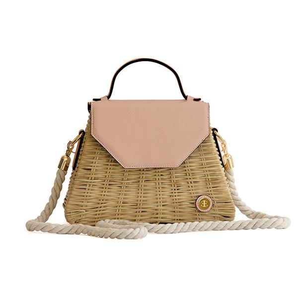 Emma Basket - Rose Top Handle Bag- Eva Innocenti - Leather Luxury Bags. Handmade in El Salvador.