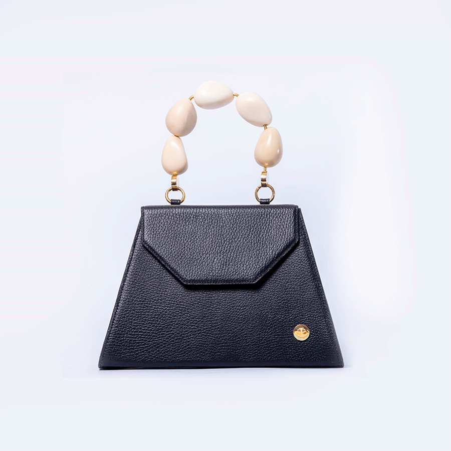 Emilia - Black Top Handle Bag- Eva Innocenti - Leather Luxury Bags. Handmade in El Salvador.