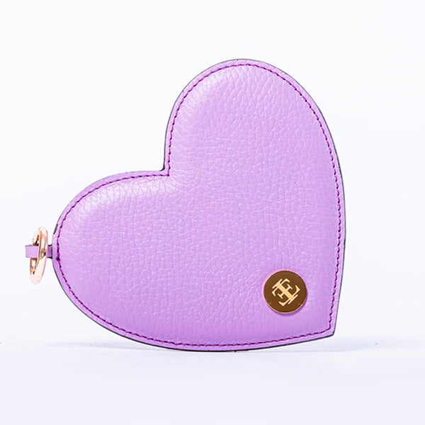 Heart Charm - Lavender Small Leather Goods- Eva Innocenti - Leather Luxury Bags. Handmade in El Salvador.