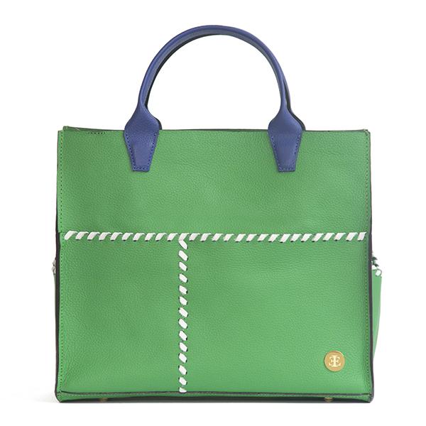 Sienna Mini – Green Handle Tote- Eva Innocenti - Leather Luxury Bags. Handmade in El Salvador.