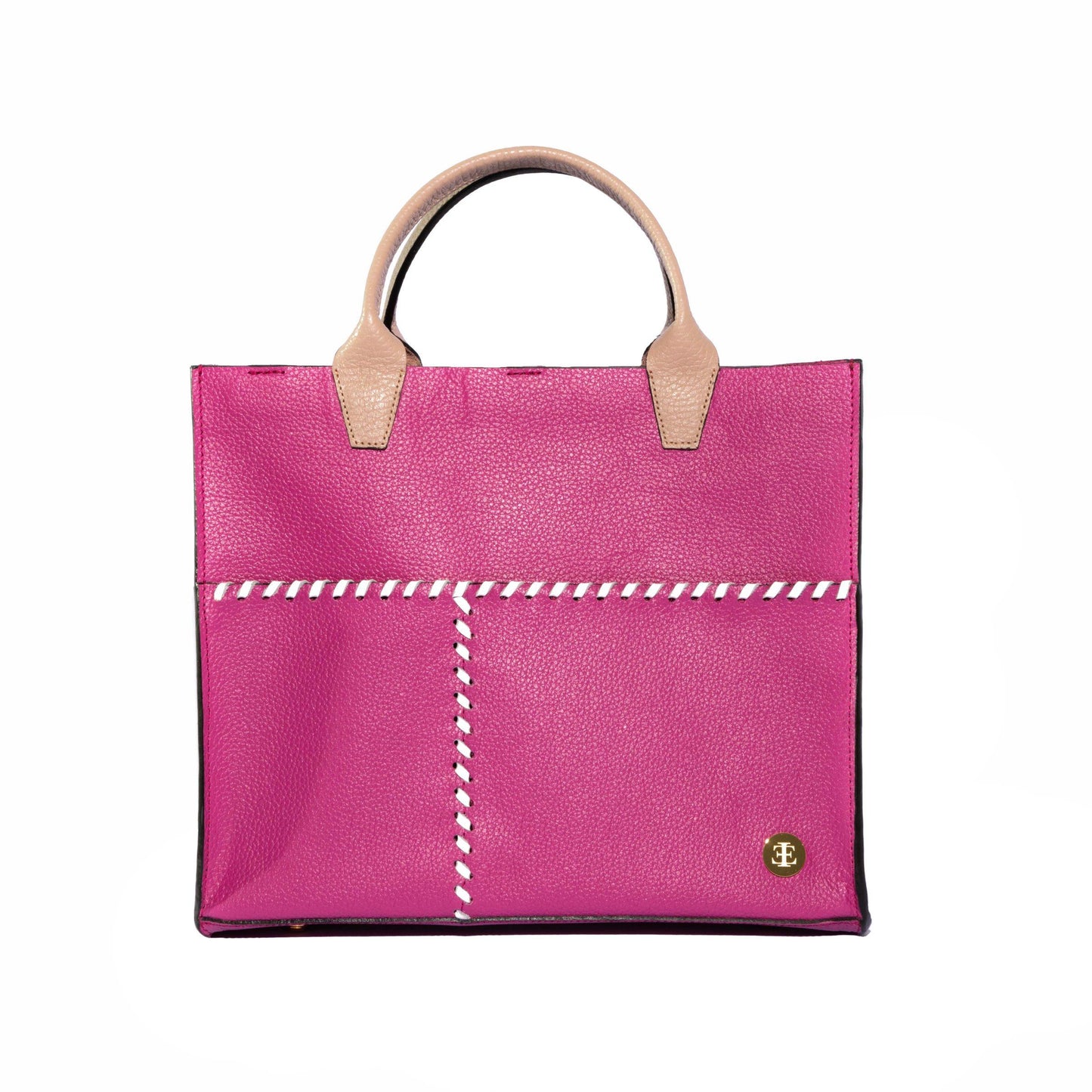Sienna Mini – Hot Pink Handle Tote- Eva Innocenti - Leather Luxury Bags. Handmade in El Salvador.