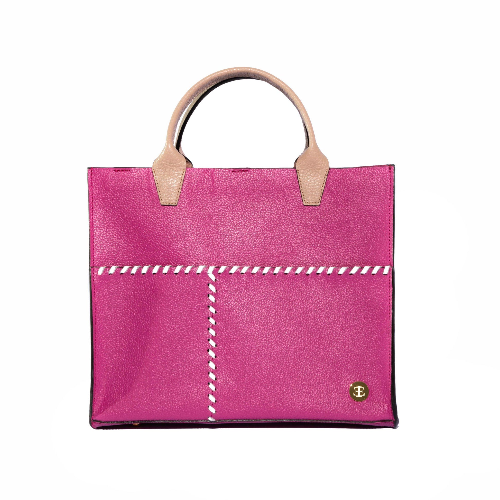 Sienna Mini –  Hot Pink Handle Tote- Eva Innocenti - Leather Luxury Bags. Handmade in El Salvador.