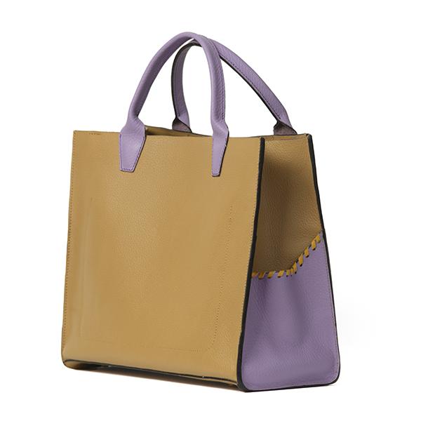 Sienna Mini – Camel Purple Handle Tote