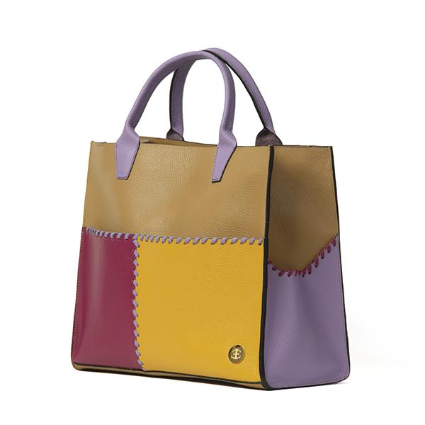 Sienna Mini – Camel Purple Handle Tote