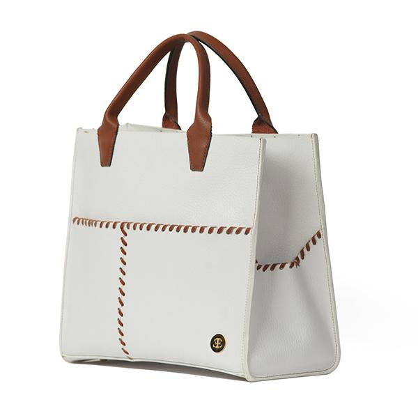 Sienna Mini – White Brown Handle Tote