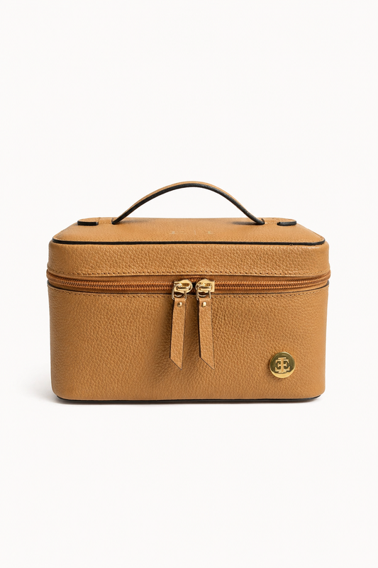 MIA Leather Makeup Bag - Camel