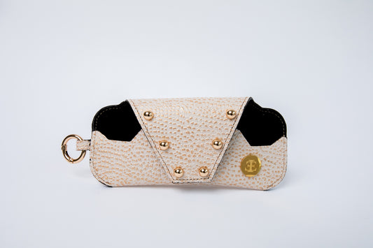 Sunglasses case - Ivory & Gold Small Leather Goods