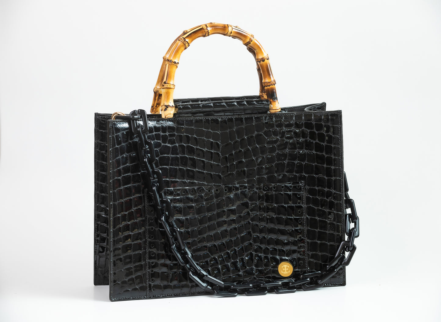 Andrea Handbag - Top Handle Bag Croc Black