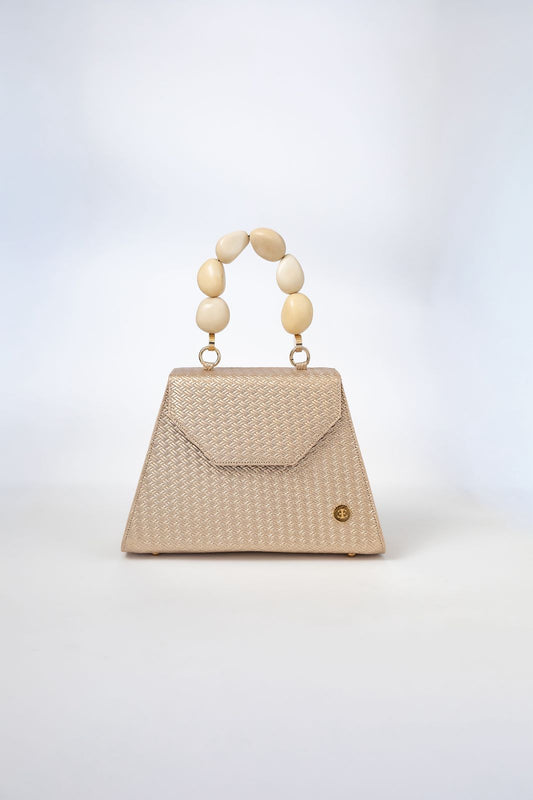 Emilia Gold Wicker embossed leather