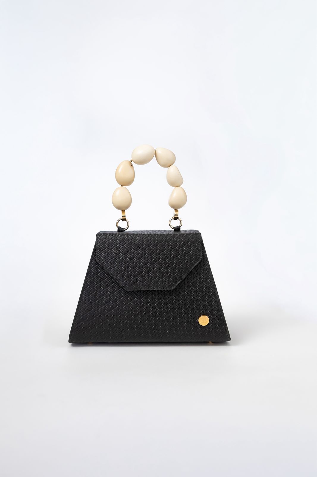 Emilia Black Wicker embossed leather