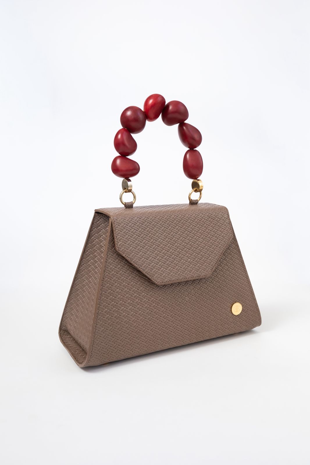 Emilia Mocha Mousse Wicker embossed leather