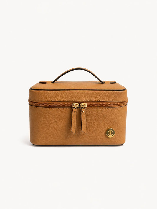 MIA Leather Makeup Bag - Camel