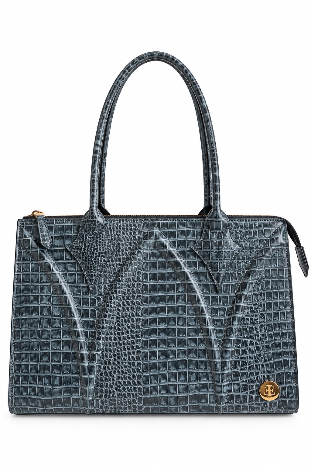 Grace - Navy Blue Croc Leather Bag