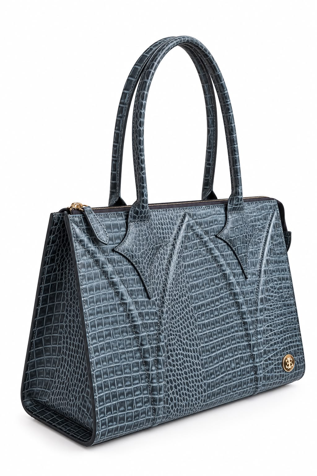 Grace - Navy Blue Croc Leather Bag