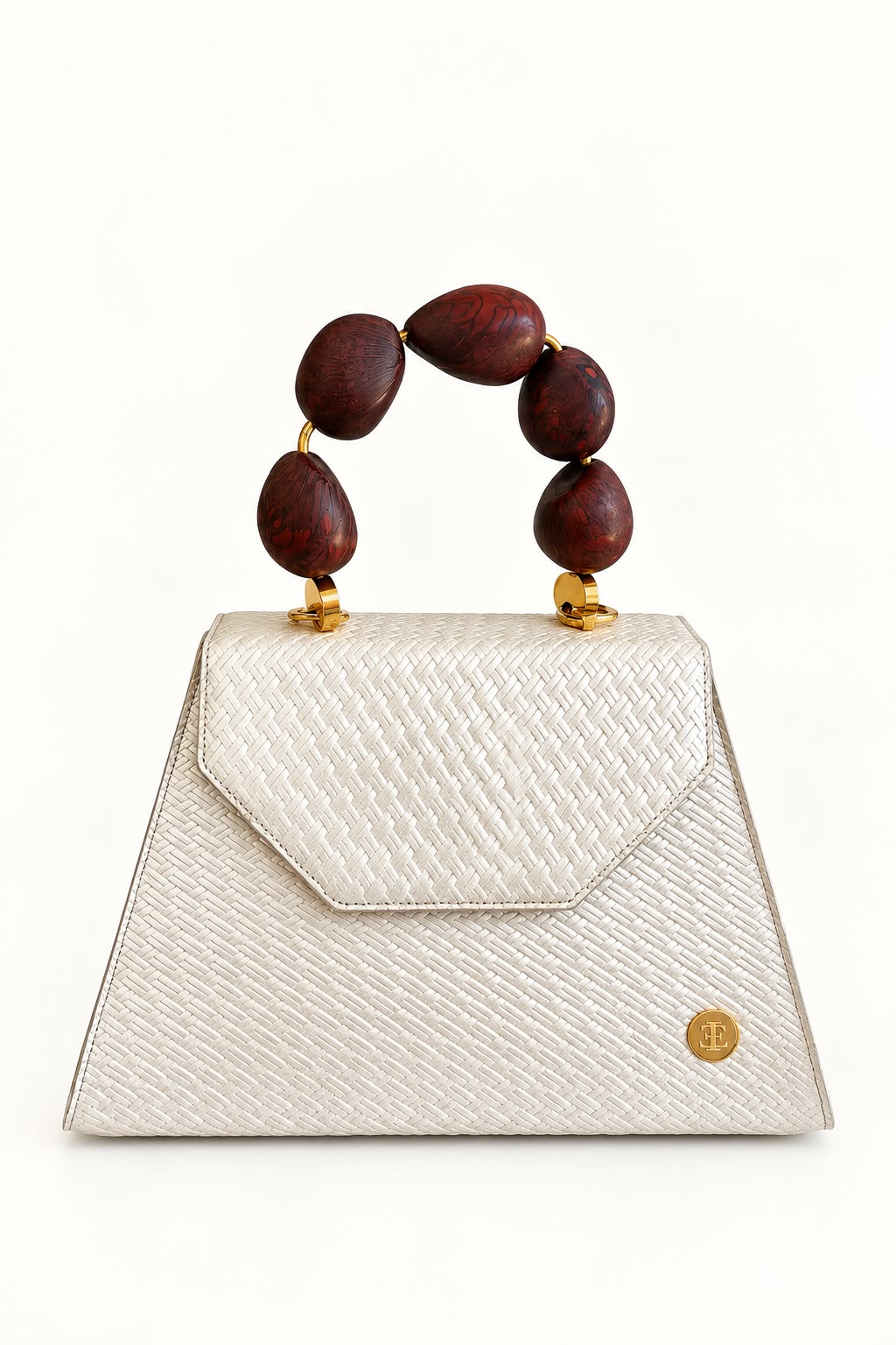 Emilia White  Wicker embossed leather