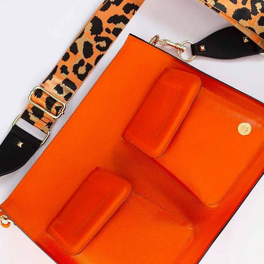 Keley Crossbody Bag - Orange- Eva Innocenti - Leather Luxury Bags. Handmade in El Salvador.