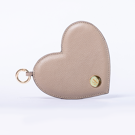 Heart Charm - Taupe Small Leather Goods- Eva Innocenti - Leather Luxury Bags. Handmade in El Salvador.