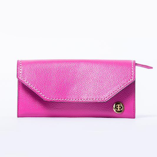 Large Wallet - Hot Pink Small Leather Goods- Eva Innocenti - Leather Luxury Bags. Handmade in El Salvador.