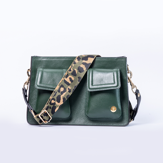 Mini Keley - Olive Green Crossbody Bag- Eva Innocenti - Leather Luxury Bags. Handmade in El Salvador.