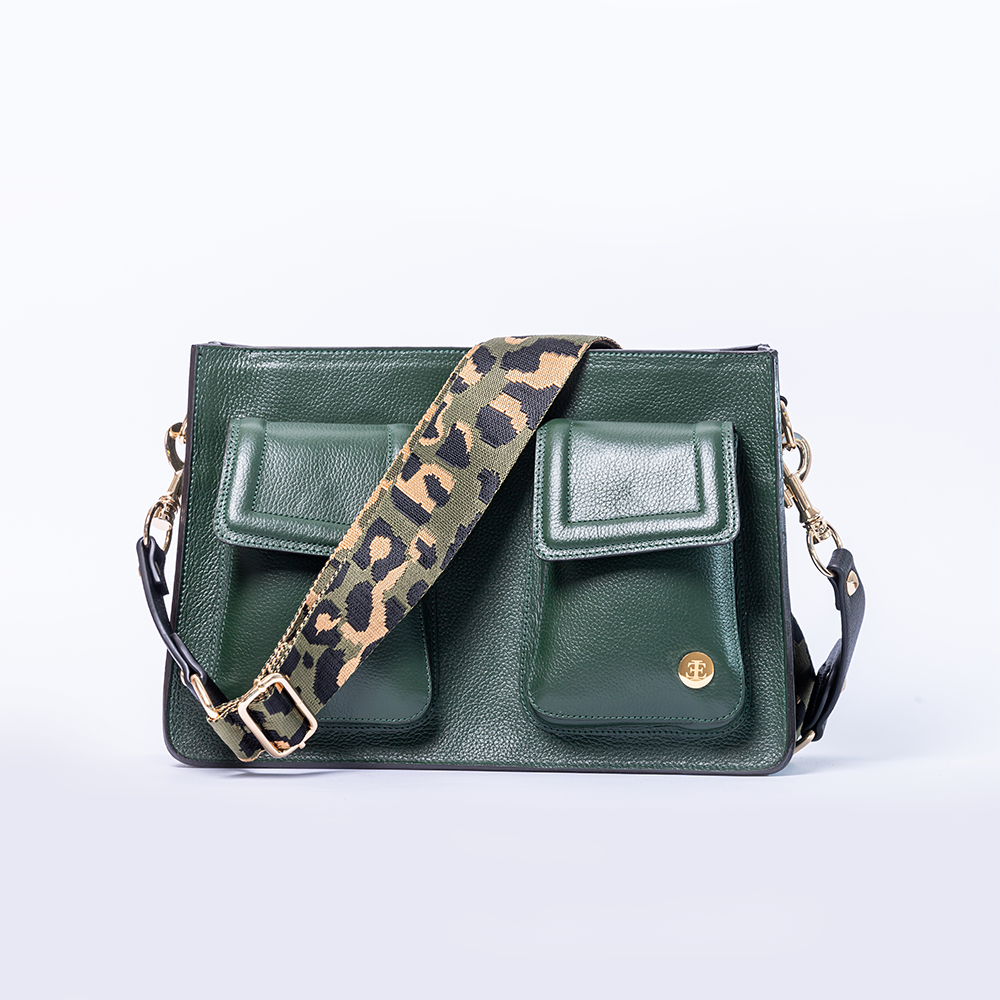 Mini Keley - Olive Green Crossbody Bag- Eva Innocenti - Leather Luxury Bags. Handmade in El Salvador.