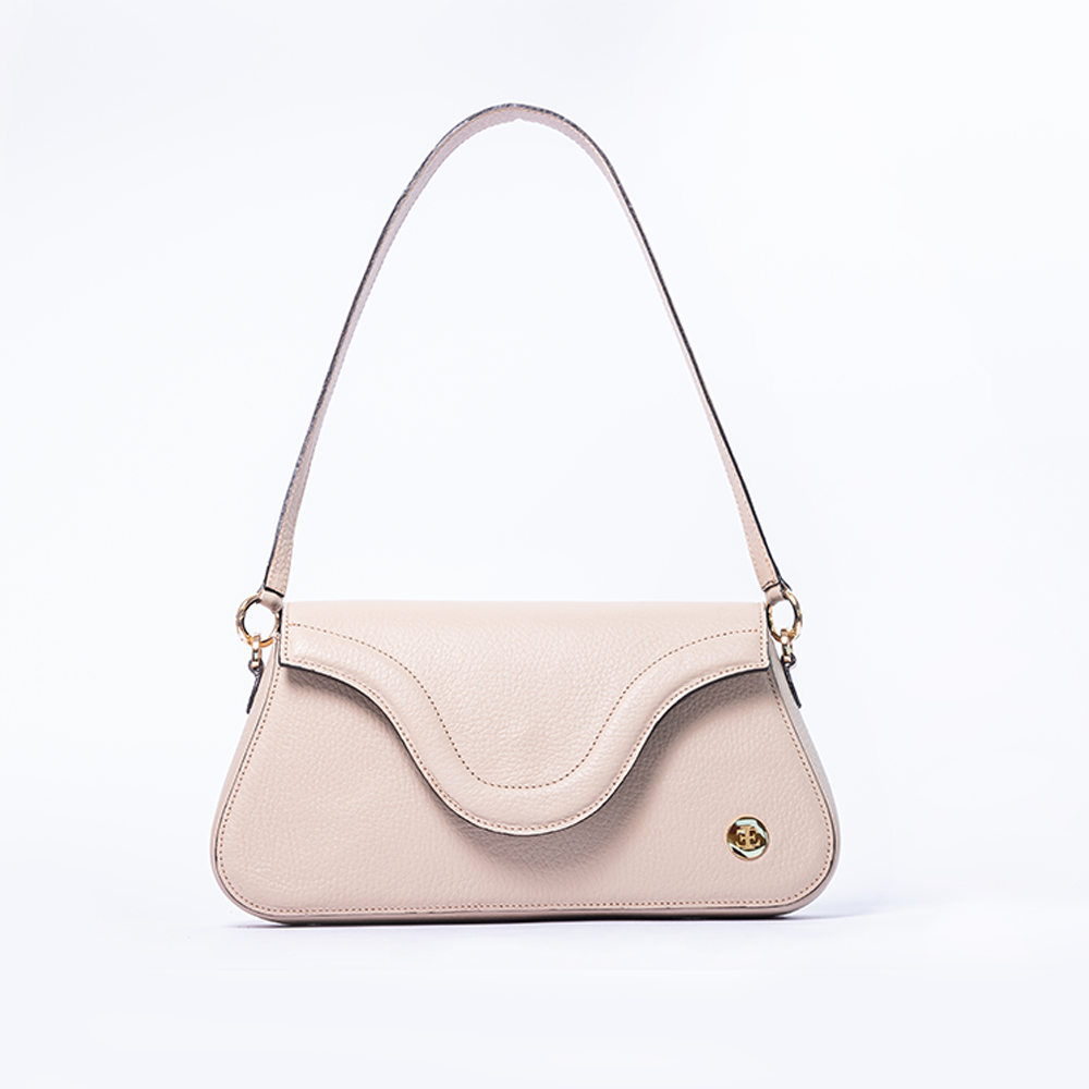 Amelia - Nude Shoulder Bag- Eva Innocenti - Leather Luxury Bags. Handmade in El Salvador.