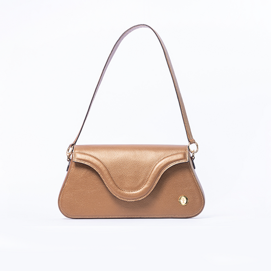 Amelia - Gold Shoulder Bag- Eva Innocenti - Leather Luxury Bags. Handmade in El Salvador.