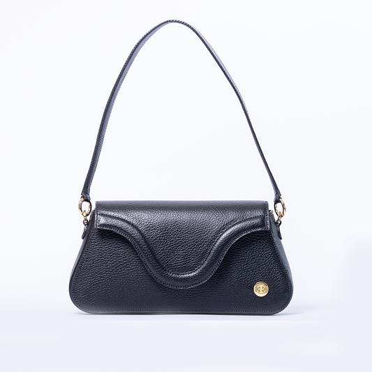 Amelia - Black Shoulder Bag- Eva Innocenti - Leather Luxury Bags. Handmade in El Salvador.
