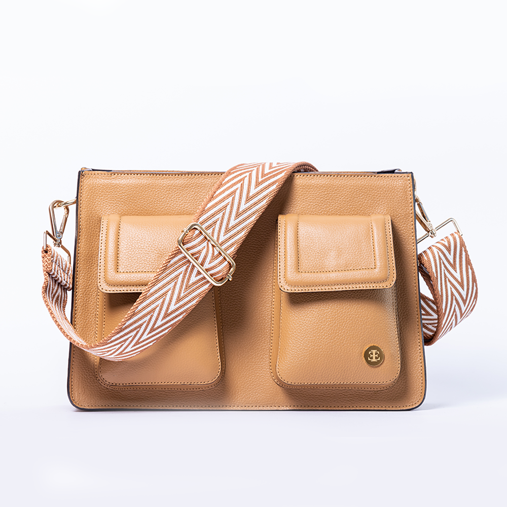 Mini Keley Bag- Camel Crossbody Bag- Eva Innocenti - Leather Luxury Bags. Handmade in El Salvador.