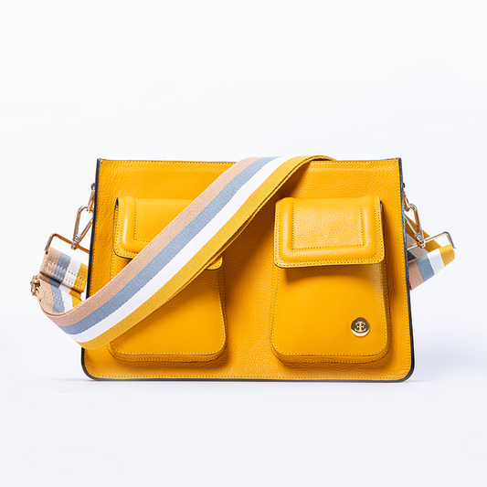 Mini Keley Bag - Yellow Gold Crossbody Bag- Eva Innocenti - Leather Luxury Bags. Handmade in El Salvador.