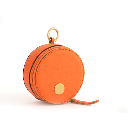 Bag Charm - Orange Small Leather Goods- Eva Innocenti - Leather Luxury Bags. Handmade in El Salvador.