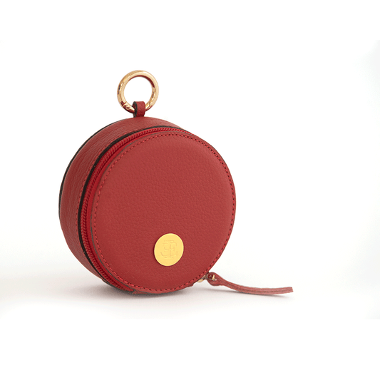 Bag Charm - Red Small Leather Goods- Eva Innocenti - Leather Luxury Bags. Handmade in El Salvador.