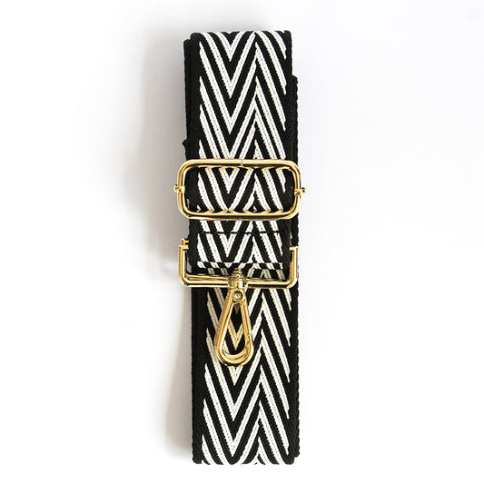 Black Zigzag - Strap- Eva Innocenti - Leather Luxury Bags. Handmade in El Salvador.