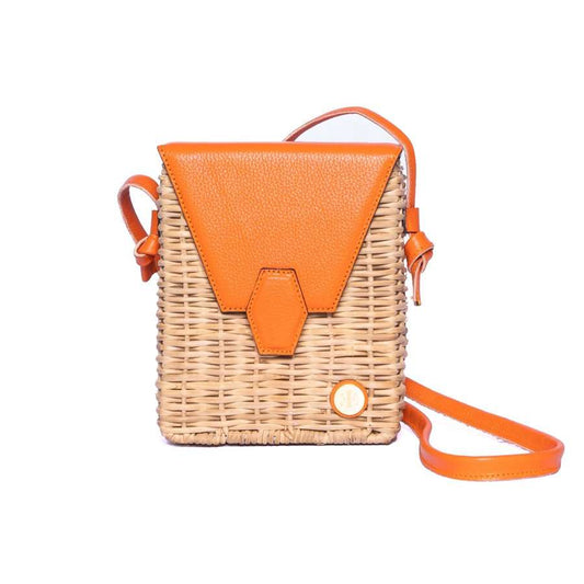 PAU – Orange Basket Bag- Eva Innocenti - Leather Luxury Bags. Handmade in El Salvador.