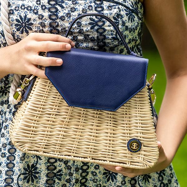 Emma Basket - Blue Top Handle Bag