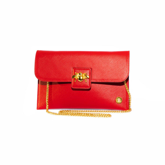 Elisa - Red Clutch- Eva Innocenti - Leather Luxury Bags. Handmade in El Salvador.