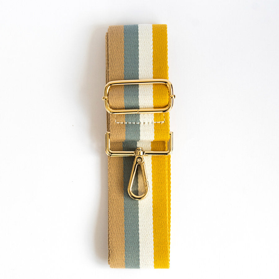 Four Stripe Yellow - Strap- Eva Innocenti - Leather Luxury Bags. Handmade in El Salvador.